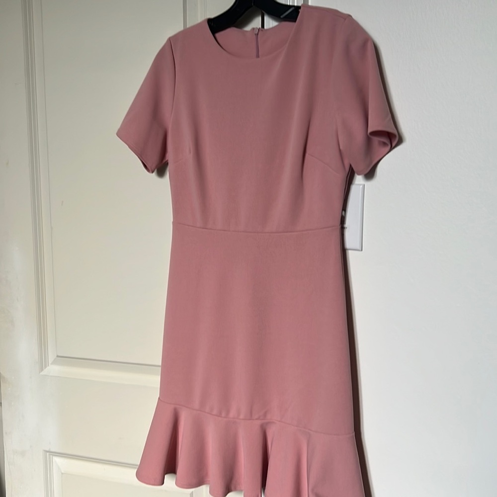 2 Hearts dusty rose short sleeve shirt dress with ruffle hem. Worn only once
